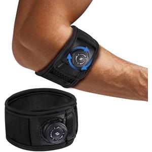 Tennis Elbow Brace For Men & Women, Elbow Brace For Tendonitis And Tennis Elbow and Golfer's Elbow, Adjustable Elbow Strap (Black, One Size Regular)