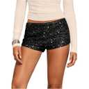Micro Shorts for Women Sequin Y2K Mini Shorts Sexy Booty High Rise Casual Microshorts Summer Party Wear Hot Pants, S
