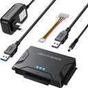 Hard Drive Reader USB 3.0 & Type C to SATA IDE Adapter, Universal 2.5"/3.5" HDD/SSD Converter, One Touch Backup Function, Included 12V/2A Power Adapter