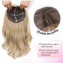 PANEWAY Loose Wavy Hair Topper Clip in Hair Toppers for Women, Lightweight Seamless Coverage with Natural Scalp Look, Adds Volume for Daily Wear - Bleached Blonde with Dark Roots, 18 Inch