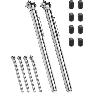 ETENWOLF Pencil Tire Pressure Gauge 2 Pack (10-50PSI, 20-120PSI) with 16 Tire Caps Calibrated to ANSI B40.1 Grade B(2%), Stainless Steel Body, for Cars, Pickups, RVs, Bicycles
