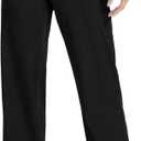 THE GYM PEOPLE Women's Wide Leg Jeans High Waisted Pull on Stretchy Baggy Basic Straight Denim Pants with Pockets, Black, Size L