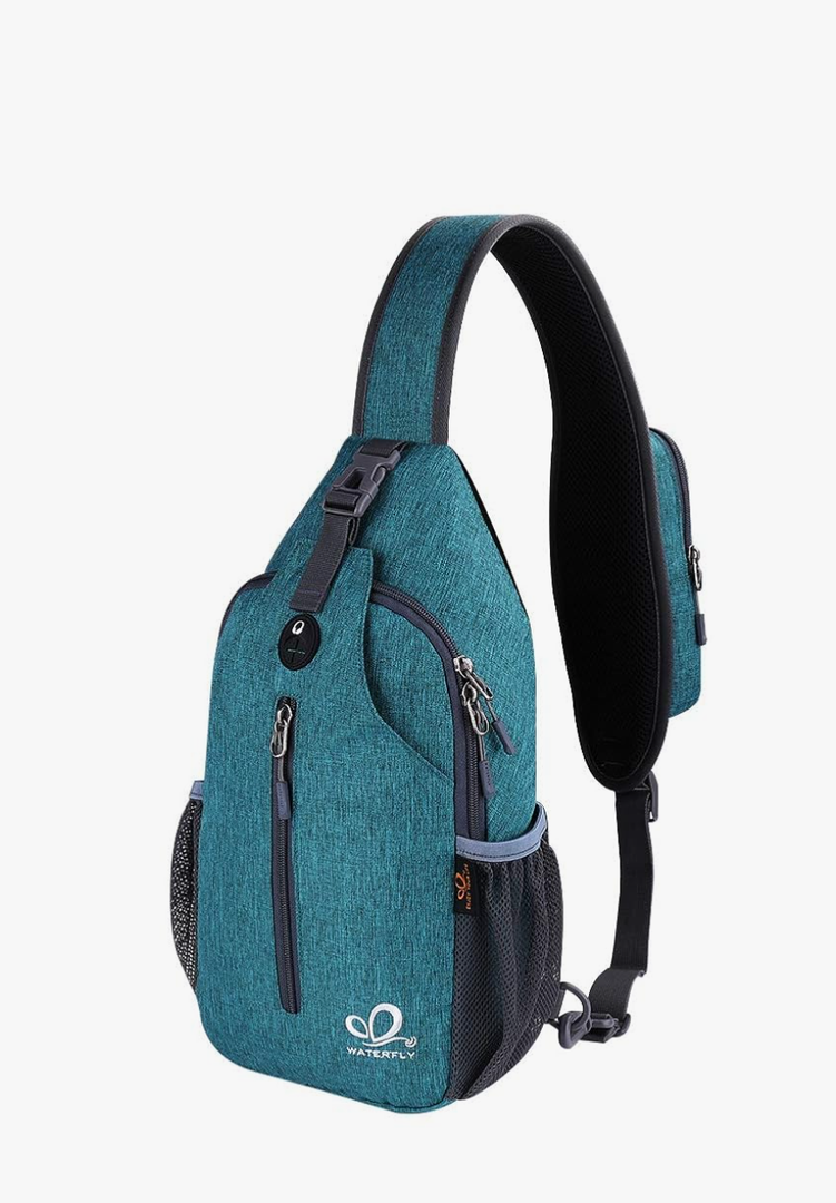WATERFLY Crossbody Sling Backpack Sling Bag Travel Hiking Chest Bag Daypack, Color: Teal Blue