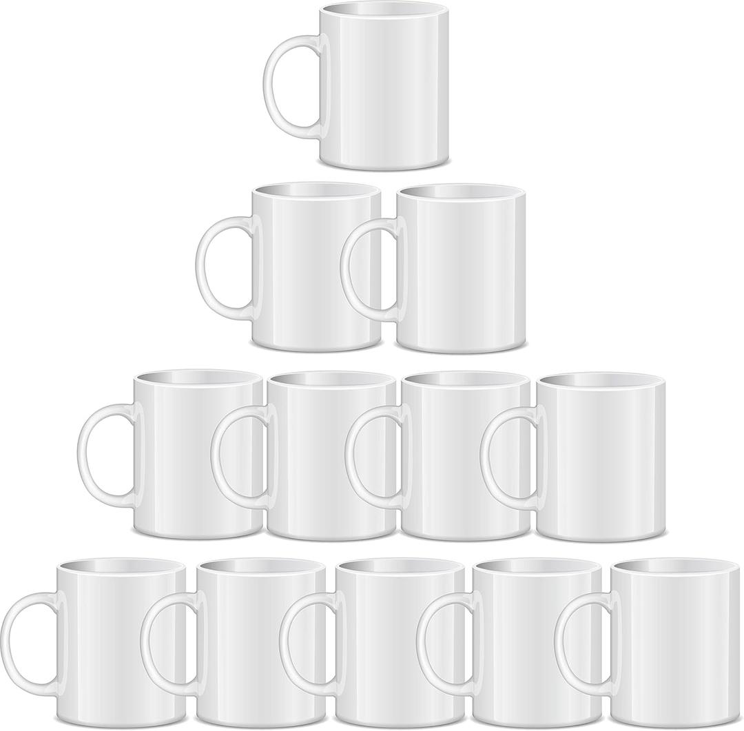RAINBOWTIE Sublimation Mugs Blank, 11oz Sublimation Coffee mugs, White Coated Ceramic Cup, Mug Sets - Set of 9