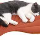 Cat Mattress Leaf Shape Cat Nest Cat and Dog Double-Sided Available Floor Mat Cover Pad Warm and Comfortable Cartoon Cat Bed Indoor Warm Accessories (Ginkgo Leaves)