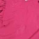 Missufe Women's Crew Neck Ruffle Long Sleeve Bodysuit Ribbed Knit Fitted Basic T Shirt Tops (Medium)