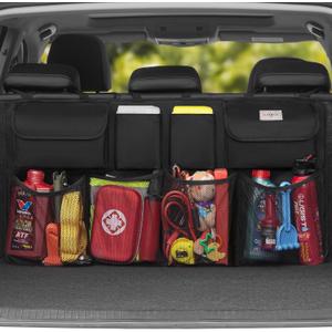 SURDOCA Oversized Trunk Organizer for Car, 3rd Gen Upgraded Car Trunk Organizer SUV with 4 Non-slip Strips, Hanging Car Storage Organizer with 8 Large Pockets, Car Accessories Interior, (43.3x18.9 in) (XL-43.3x18.9in, Black)