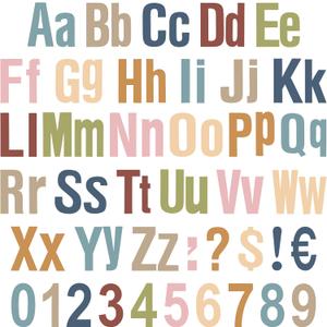 134 Pcs 5 Inch Bulletin Board Letters Colorful Alphabet Letters Numbers and Punctuation Cutouts Letters for Bulletin Board Wall Set for Display Board Chalkboard(Morandi)