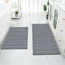 Cuckan 2 Pack Foldable Stone Bath Mats for Bathroom Super Absorbent Diatomaceous Earth Bath Mat Quick Dry Bath Rug Drying Mats with Non Slip Shower Rug Tub Shower Mat (Dark Gray)