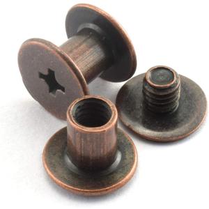 LQ Industrial 120sets Chicago Screw Cross Head Phillips Drive Binding Screws Rivet Book Binding DIY Leather Craft Assembly Bolt 5x6mm Red Bronze