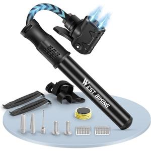 Mini Bike Pumps with Presta & Schrader ValveHand Mini Pump, Portable Inflator Pump with Repair KitFast Tyre Inflator Pump Road and Mountain Bikes, Balls etc (Black)