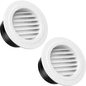 HG Power 6 inch Vent Cover, 2-Pack Soffit Vent, ABS Louver Soffit Exhaust Vent with Built-in Screen Mesh for Bathroom, Kitchen, Attic, Garage Ventilation, White - Opening Size 5.71"