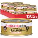 Bumble Bee Prime Atlantic Salmon, 5 oz Easy Open Cans (Pack of 12) - Premium Salmon - 24g Protein per Serving - Gluten Free & Kosher (EXP 07/01/28)
