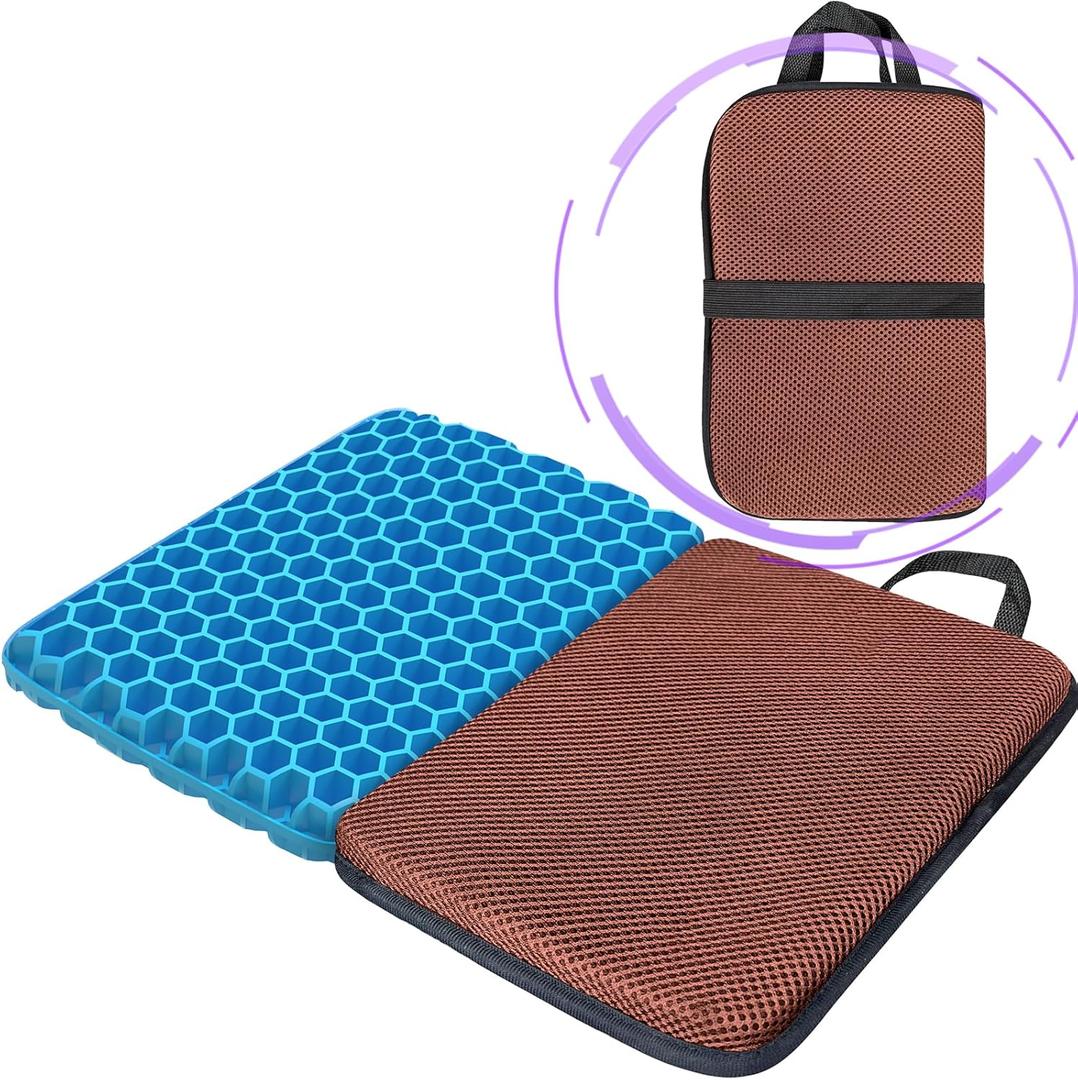 masteymoh Small Foldable Seat Cushion 1-Inch Thick, Portable Gel Seat Cushion for Pressure Relief, Light Portable seat Cushion for Travel seat Cushion, Foldable for Easier Storage (Coffee) (1.15-Inch/2.9 cm Thick)