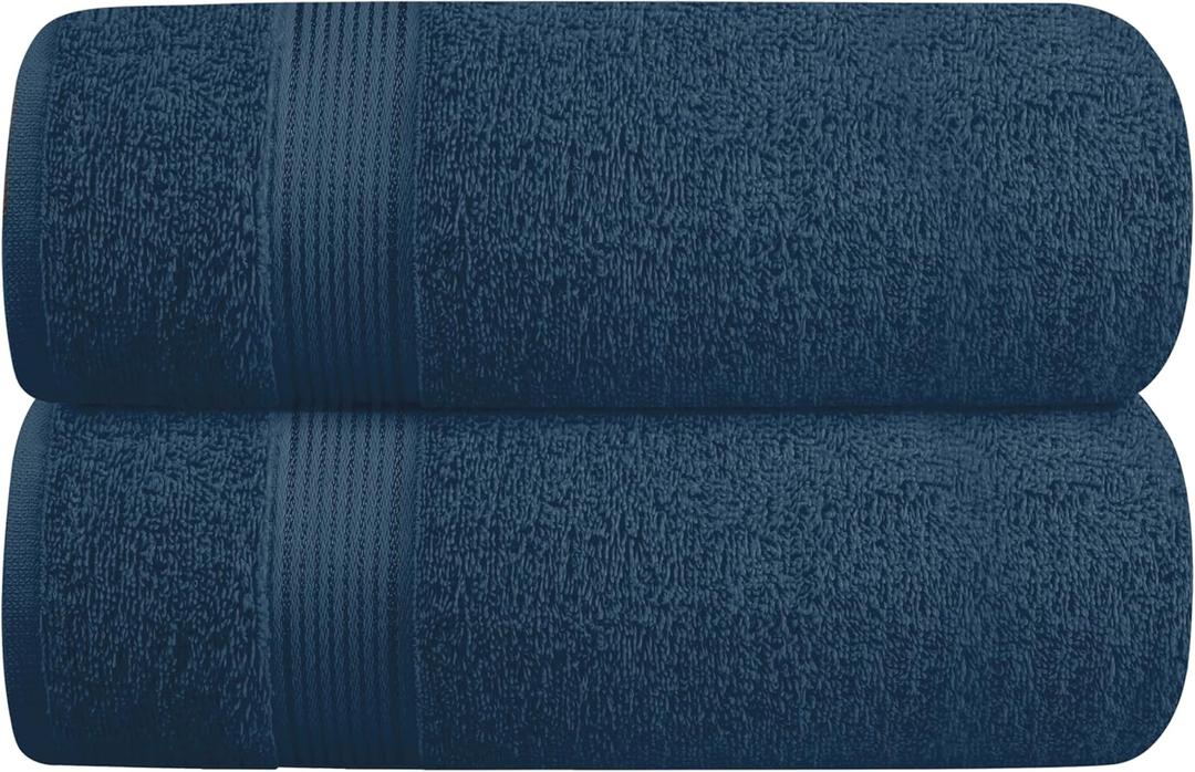 Belizzi Home Cotton 2 Pack Oversized Bath Towel Set 28x55 inches, Large Bath Towels, Ultra Absorbant Compact Quickdry & Lightweight Towel, Ideal for Gym Travel Camp Pool - Mineral Blue
