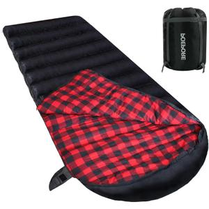 0 Degree Sleeping Bag 100% Cotton Flannel XXL Cold Weather Winter Oversized Sleeping Bag for Adults Camping Zero Degree Big and Tall with Compression Sack, 90" x 39" 20F