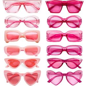 Matcheck 12 Mixed Style Sunglasses Retro Colored Party Glasses Solid Clear Color Costume Bulk Eyeglasses Unisex Adult