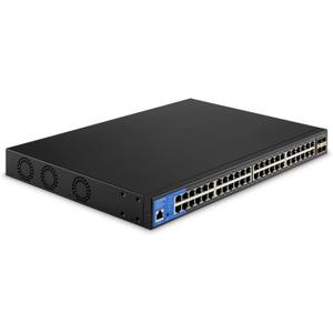 Linksys LGS352MPC 48 Port Gigabit Network PoE+ Switch @ 740W with 4 x 10G Uplink SFP+ Slots - Advanced Security, QoS, Static Routing, VLAN, IGMP Features - Metal Housing, Desktop / Wall Mount