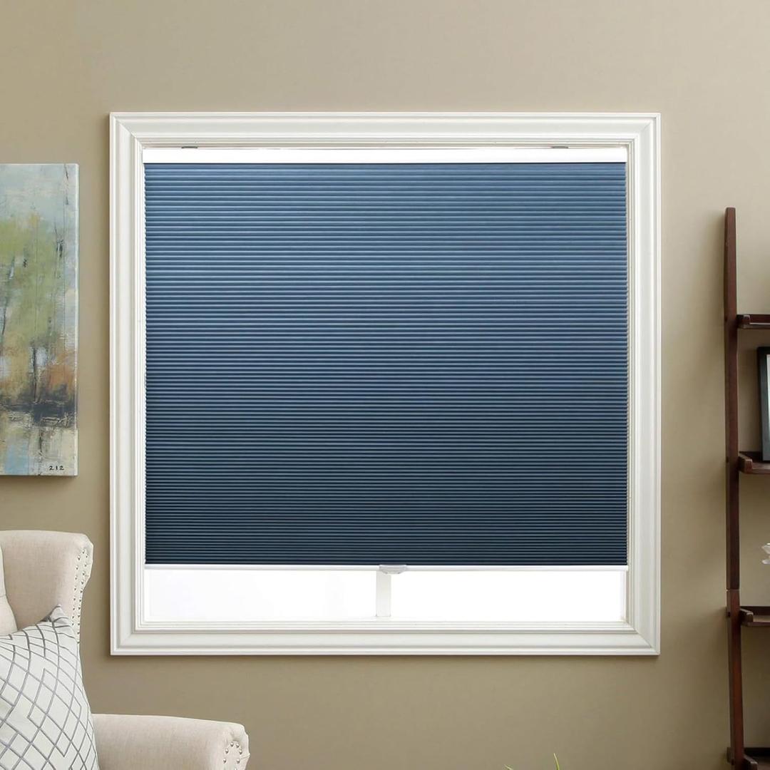 Blackout Cellular Shades Cordless Honeycomb Blinds Fabric Window Shades, 32x64 inch, Ocean Blue(Blackout)