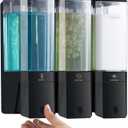 Shampoo and Conditioner Dispenser 3 Chamber No Drill Shampoo Dispenser for Shower Wall Mounted Shower Soap Dispenser 3 * 500ml Refillable Shower Dispenser for Bathroom Hotel(Black 3 Chamber)