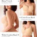 DEANGELMON Seamless Low Back Bra Wireless Backless Bra Womens Thin Straps Halter Bra Low Cut V Neck Multiway Convertible Bras (L)