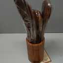 Mooues 9 Piece Natural Teak Wooden Kitchen Utensil Set with Spoon Rest - Comfort Grip Cooking Spoons and Utensils Holder