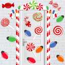 20 Pcs Christmas Candy Cane Door Decorations Large Christmas Door Decorations Red and White Candy House Cover Porch Banner Gingerbread Backdrop for Classroom Wall Window Stickers Decor