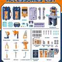 Lehoo Castle Kids Tool Bench (32.5 Inches Tall), Toddler Tool Set with Electric Drill, 2-in-1 Workbench and Toolbox, Pretend Play Tool Toys for Age 3-5, Birthday Gift for Boys