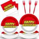 Cartoon Ball Party Tableware Set for Birthday - Cartoon Animation Themed Party Tableware, Plates and Napkins Decorations, 96pcs Video Games Themed Party Supplies for Boys Girls Baby Showers Picnics