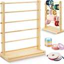 Menkxi 6 Tier Wooden Ribbon Organizer Ribbon Holder Rack Thread Washi Tape Spool Holder Storage Organizer for Sewing Craft Wreath Crochet Roll Florist Arts Wrapping Gift