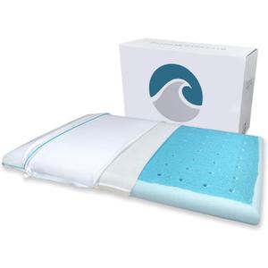 Bluewave Bedding Extra Slim Max Cool CarbonBlue Gel Memory Foam Pillow for Stomach and Back Sleepers - Thin, Flat Design with Advanced Cooling (1.75-Inch Height, Standard Size)