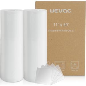 Wevac Vacuum Sealer Bags 11x50 Rolls 2 pack for Food Saver, Seal a Meal, Weston. Commercial Grade, BPA Free, Heavy Duty, Great for vac storage, Meal Prep or Sous Vide