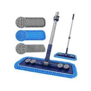 Microfibre Floor Mop for Cleaning Floors, Flat Mop for Laminate Wooden Vinyl Tile, Dust Wet Dry Use for Kitchen Bathroom Wall Cleaning