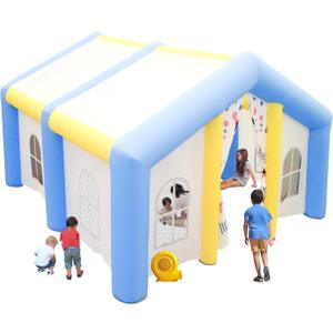 WELLFUNTIME Inflatable Kids Playhouse with Air Blower, 155 x 141 x 93 inches