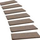 PURE ERA Carpet Stair Treads Ultra Plush 8" X 30" Soft Indoor Stair Protectors Pet-Friendly Non-Slip Skid Resistant Tape Free Washable Reusable(14 Pieces, Brown)