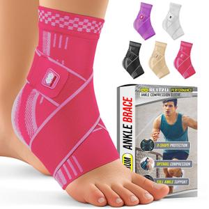 Ankle Brace for Men & Women, Foot Compression Sleeve w/Arch Support Open Toe Socks, Stabilizing Wrap for Torn Ligaments, Sprained Ankle, Achilles Tendonitis, Arthritis, Recovery, Sport, Fitness M