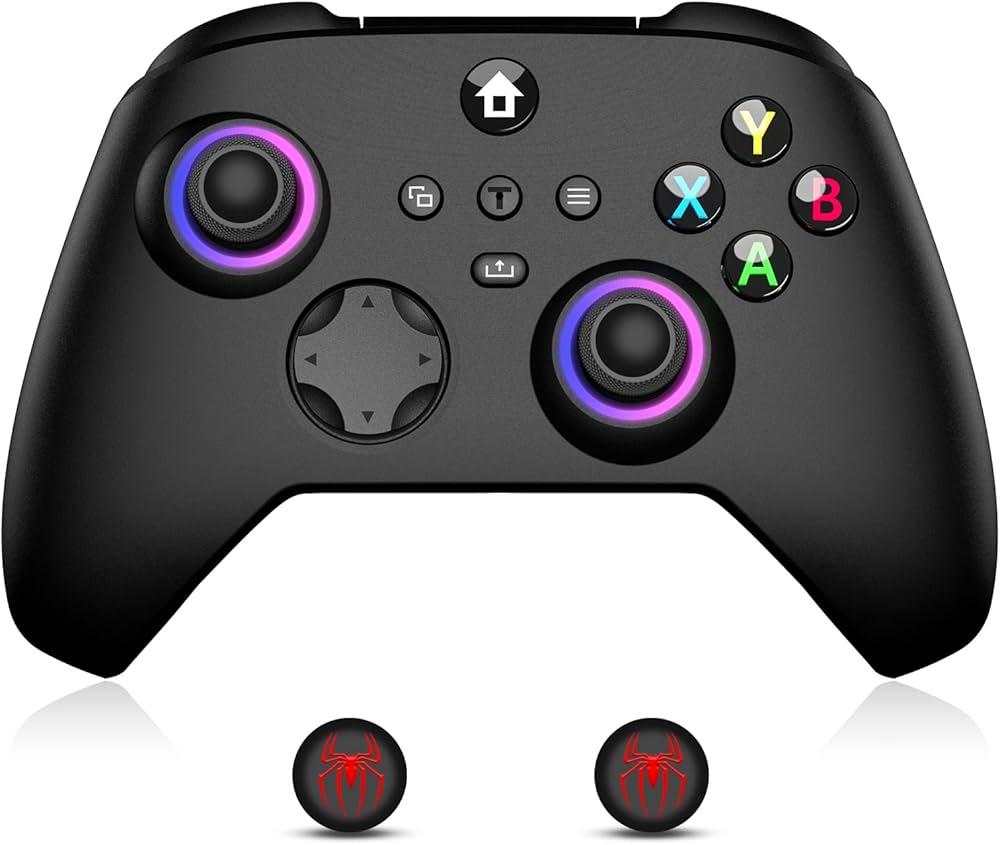 VidPPluing Controller for Xbox, Xbox One, Xbox One X|S, Xbox Series X|S, 2.4GHz Wireless Controller with RGB Light, Turbo Function and Motion Sensor, Thumb Caps Included - Black 