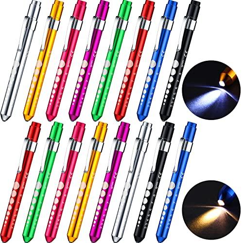 Tuanse 16 Pack Pen Light Nurse LED Penlight Pen Lights for Nurses Pupil Penlight with Pupil Gauge Reusable for Nurse Students Doctors Daily Use(Assorted Color)