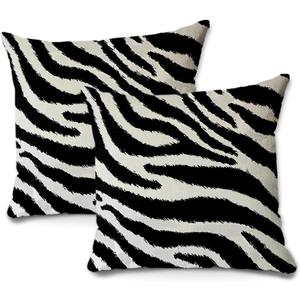 2Pcs Zebra Print Striped Pillow Covers, Black White Print Modern Decor Throw Pillow Square Cushion Covers 18x18 inch Nursery Living Room Home Decor for Car Bed Couch (Multicolor1268)