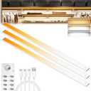 276 LED Under Cabinet Lights Wireless with Full Lighting,Rechargeable Closet Lights with Remote and Motion Sensor Indoor,Under Counter Light with CCT and Dimmable for Kitchen,Stair(3 Pack,31.5inch) (80CM, Silver)