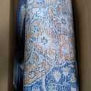 Loloi Layla Collection LAY-07 Blue/Tangerine 9'-0" x 12'-0" .13" Thick Area Rug, Soft, Durable, Vintage Inspired, Distressed, Low Pile, Non-Shedding, Easy Clean, Printed, Living Room Rug