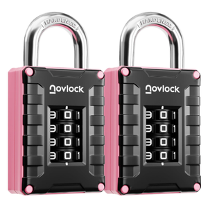 Locker Lock for Gym, School, Home & Work | 4-Digit Combination Padlock | 2-Pack, Black/Pink