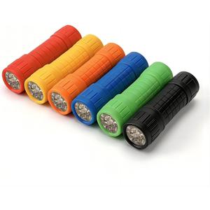 9-LED Mini Flashlight for Kids, 6 Pack Bright Small LED Flashlight Set, Bulk 6 Assorted Color Emergency Flashlight for Party, Adventure, Camping, Night Walk, Classroom Teaching, Batteries Included