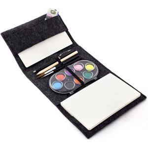 Three by Three Seattle jOTBLOCK Travel Postcard Watercolor Paint Set, Watercolor Set Includes 12 Blank Postcards, 2 Brushes, 8 Paint Colors, Palette, Pencil & Ballpoint Pen