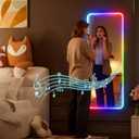 Hasipu 47"x16" LED RGB Door Mirror Full Length with Bluetooth Speaker, Full Body Wall Mirror with Lights, Door Hanging & Wall Mounted Mirror for Bedroom, Living Room, Cloakroom