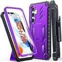 FNTCASE for Samsung Galaxy S25-Plus Case: Military Grade Rugged Cell Phone Cover with Kickstand & Belt Clip Holster | Shockproof TPU Protection Bumper Design for Samsung S24 Plus Cases (Purple)