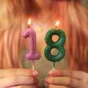 18th Witch Theme Party Glitter Birthday Candles Pink and Green Number Candles Cake Topper Decorations for Birthday Wedding Anniversary Celebration Supplies