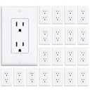ThunderWay Decorator Receptacle Outlet with Wall Plate, Non-Tamper-Resistant Electrical Outlet, 15 amp Outlet, Self-Grounding, UL Listed, White (20 Pack)
