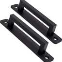 12 Pack 5 Inch 128 mm Matte Black Square Cabinet Handles with Base Plate Aluminum Cabinet Pulls Drawer Pulls Sliding Door Pulls Black Cabinet Handles