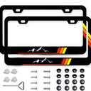 2Pack Tri-Color Stainless Steel License Plate Frames Holder with Screw Caps Rust-Proof, Weather-Proof fit for Toyota Tacoma 4Runner Tundra Rav4 Highlander Sequoia TRD -Yellow (LicenseMountain-Yellow)